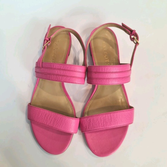 Talbots Pink Leather Strap Sandals Women's Size 7 Flat Slingback Strappy Summer - Picture 3 of 7